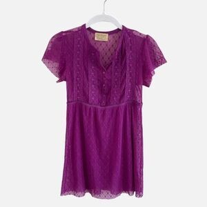 Free People Vintage Lace Mesh Top Purple XS